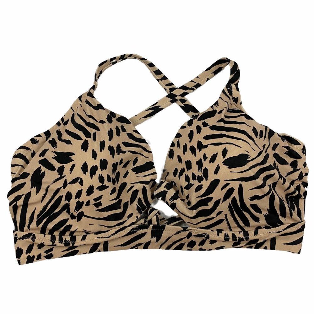 Shade & Shore Animal Print Cut Out Bikini Top 38DD